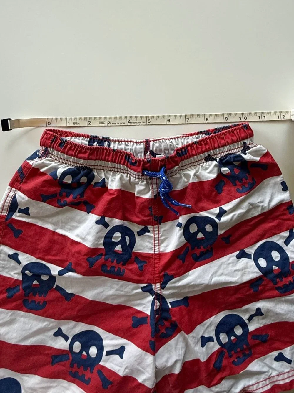 Mini Boden Boys Pirate Skull Crossbones Striped Swim Trunks Shorts 9 10Y 140cm